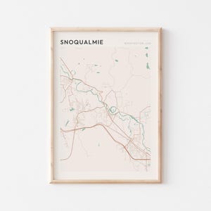 Snoqualmie Karte Poster, Snoqualmie Druck, Snoqualmie Poster, Snoqualmie Wandkunst, Washington, Reisegeschenk, minimalistischer Druck