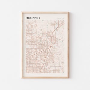 Affiche de carte McKinney, impression McKinney, affiche McKinney, art mural McKinney, Texas, cadeau de voyage, impression minimaliste