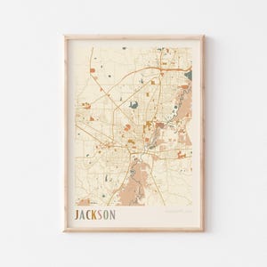 Jackson Map Poster, Jackson Print, Jackson Poster, Jackson Wall Art, Mississippi, Travel Gift, Boho Print