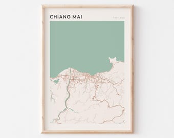 Chiang Mai Map Poster, Chiang Mai Print, Chiang Mai Poster, Chiang Mai Wall Art, Thailand, Travel Gift, Scandi Poster