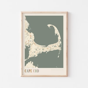 Cape Cod Karte Poster, Cape Cod Druck, Cape Cod Poster, Cape Cod Wandkunst, Massachusetts, Reisegeschenk, Boho Print