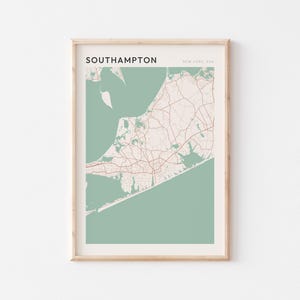 Affiche de carte de Southampton, impression de Southampton, affiche de Southampton, art mural de Southampton, New York, cadeau de voyage, affiche de Scandi