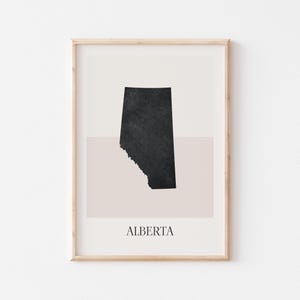 Póster de mapa de Alberta, impresión de Alberta, impresión de mapa de Alberta, arte de pared bohemio minimalista, impresión artística de Alberta, Canadá, decoración para el hogar o regalo