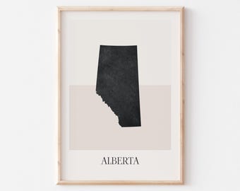 Alberta kaart poster, Alberta print, Alberta kaart print minimalistische boho muurkunst, Alberta Canada Art Print decor voor thuis of cadeau