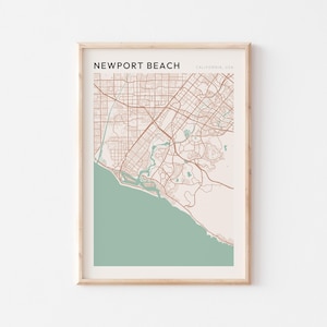 Affiche de carte de Newport Beach, impression de Newport Beach, affiche de Newport Beach, art mural de Newport Beach, Californie, cadeau de voyage, décoration murale de ferme