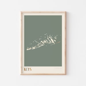 Florida Keys kaart poster, Florida Keys print, Florida Keys poster, Florida Keys muur kunst, Florida, reiscadeau, boho kunst aan de muur