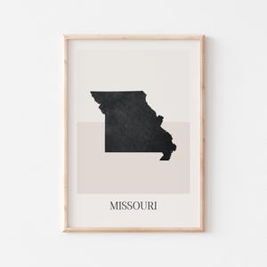 Plakat z mapą Missouri, wydruk Missouri, minimalistyczny plakat z mapą Missouri w stylu boho, dekoracja ścienna z wydrukiem artystycznym Missouri do domu lub na prezent