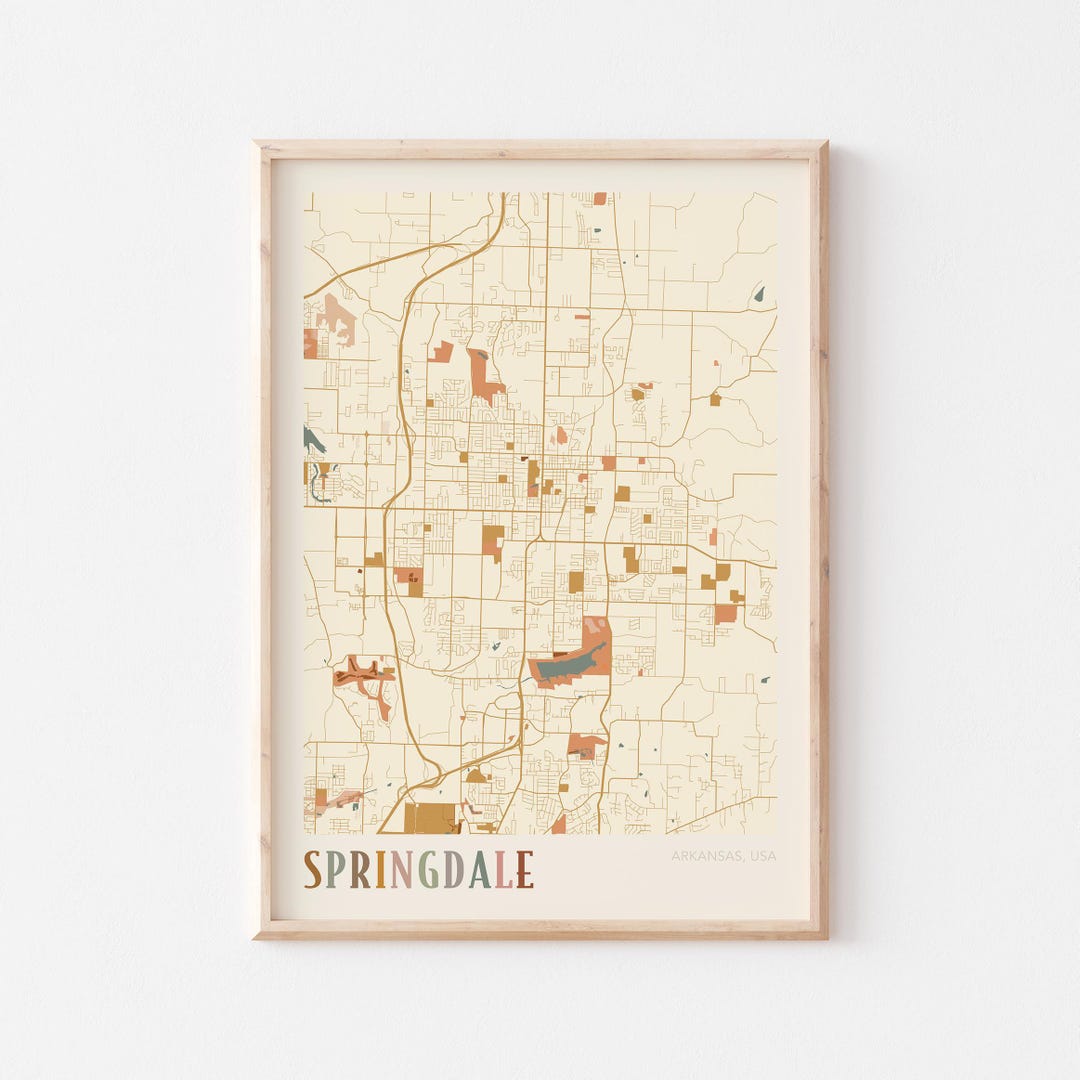 Springdale Quad Map Springdale Map Poster, Springdale Print, Springdale Poster, Springdale ...