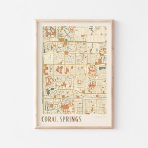 Coral Springs-kaartposter, Coral Springs-print, Coral Springs-poster, Coral Springs-muurkunst, Coral Springs-stadskaart, Florida, reiscadeau