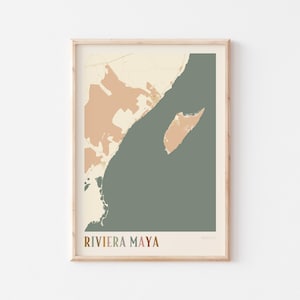 Riviera Maya Map Poster, Riviera Maya Print, Riviera Maya Poster, Riviera Maya Wall Art, Mexico, Travel Gift, Boho Poster