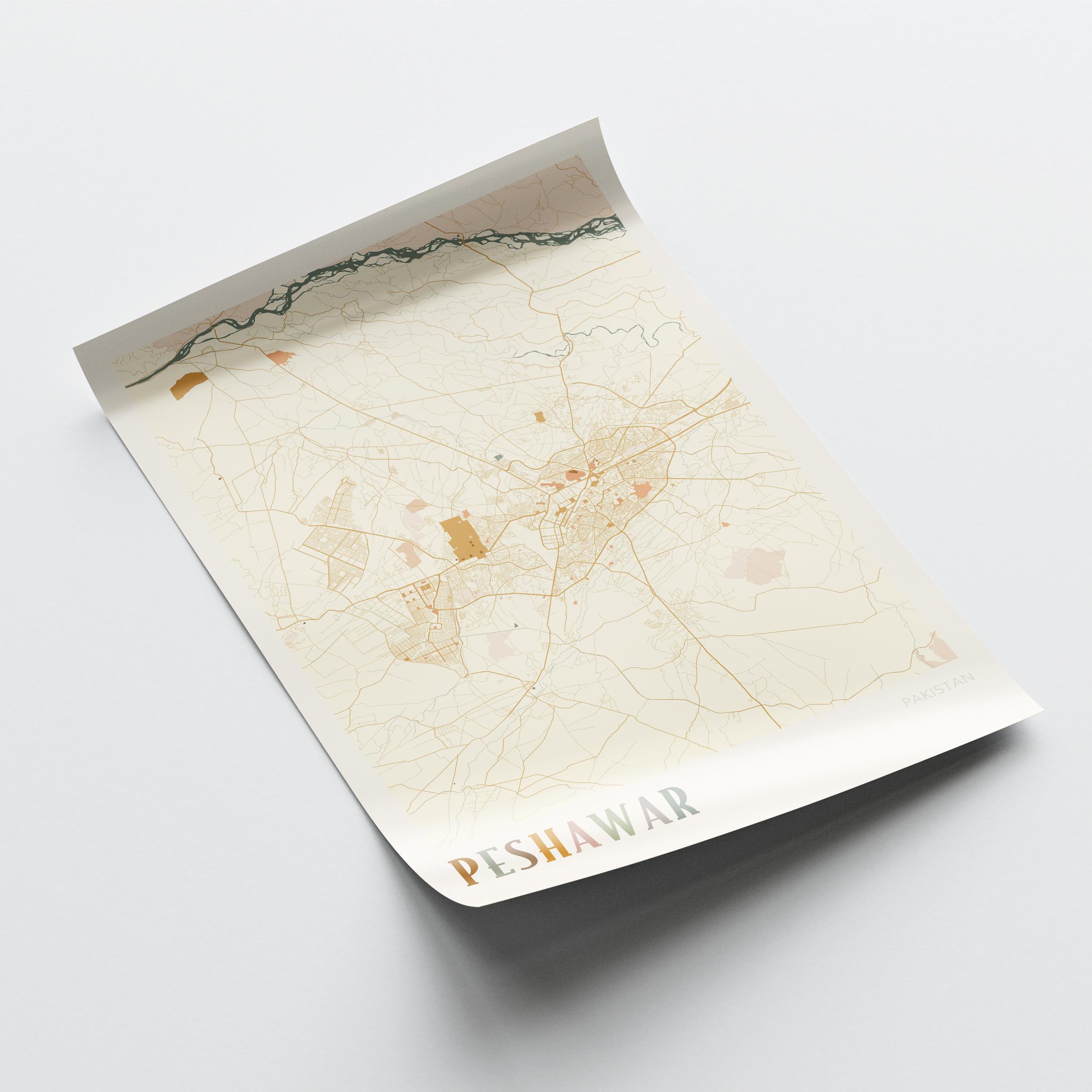 Peshawar Map Poster, Peshawar Print, Peshawar Poster, Peshawar Wall Art ...