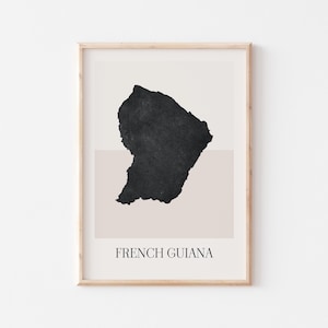 Französisch-Guayana Karte Poster, Französisch-Guayana Druck, Französisch-Guayana Karte Drucken Minimalistische Boho Wand Kunst, Französisch-Guayana Druck Dekor für Zuhause oder Geschenk