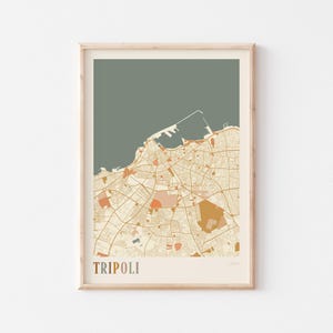 Pôster com mapa de Trípoli, Impressão de Trípoli, Arte de parede de Trípoli, Líbia, África, Presente de viagem, Decoração boho
