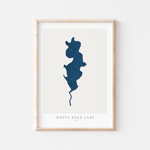 White Rock Lake, impression de White Rock Lake, affiche de White Rock Lake, art de White Rock Lake, art mural de lac, impression de carte de lac, cadeau de maison de lac, Texas