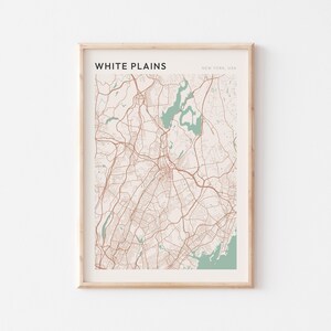 Affiche de carte des plaines blanches, impression des plaines blanches, affiche des plaines blanches, art mural des plaines blanches, New York, cadeau de voyage, affiche Scandi