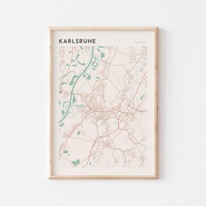 Affiche de carte de Karlsruhe, impression de Karlsruhe, affiche de Karlsruhe, art mural de Karlsruhe, Allemagne, cadeau de voyage, art minimaliste