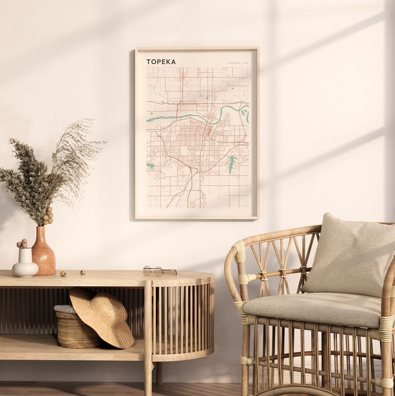 Topke Map Topeka Map Poster, Topeka Print, Topeka Poster, Topeka Wall Art, Kansas ...