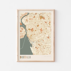 Affiche carte Buffalo, impression Buffalo, affiche Buffalo, art mural Buffalo, New York, cadeau de voyage, art mural bohème