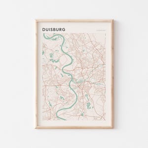Affiche de carte de Duisbourg, impression de Duisbourg, affiche de Duisbourg, art mural de Duisbourg, Allemagne, cadeau de voyage, art minimaliste
