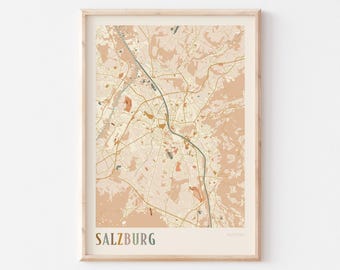 Salzburg Map Poster, Salzburg Print, Salzburg Poster, Salzburg Wall Art, Austria, Travel Gift, Boho Wall Art