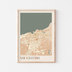 San Sebastian Karte Poster, San Sebastian Wandkunst, San Sebastian Wandkunst, Spanien, Reise Geschenk, Boho Print