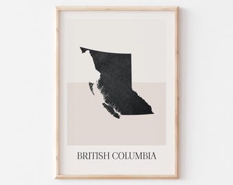 British Columbia Map Poster, British Columbia Print, British Columbia Map Print Minimalist Boho Wall Art, British Columbia Canada Decor