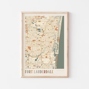 Fort Lauderdale kaart poster, Fort Lauderdale print, Fort Lauderdale poster, Fort Lauderdale muurkunst, Florida, reiscadeau, boho kunst aan de muur