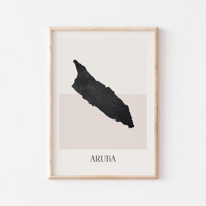 Póster de mapa de Aruba, impresión de Aruba, arte de pared minimalista bohemio con mapa de Aruba, impresión artística de Aruba para decoración del hogar o regalo