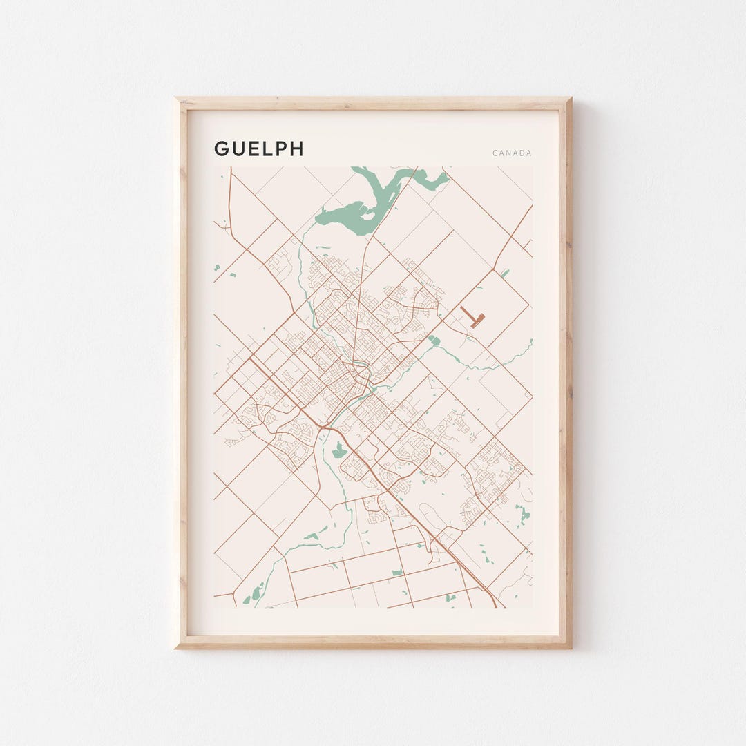 Guelph Map Poster, Guelph Wall Art, Guelph City Map, Guelph Art Print ...