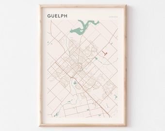 Guelph Karte Poster, Guelph Wandkunst, Guelph Stadt Karte, Guelph Kunstdruck, Guelph Poster, Guelph Ontario Kanada Karte, Guelph Nautical