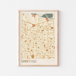 Póster con mapa de Sunnyvale, impresión de Sunnyvale, póster de Sunnyvale, arte mural de Sunnyvale, California, regalo de viaje, arte mural bohemio, arte de oficina