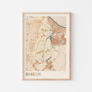 Affiche de carte de Haarlem, impression de Haarlem, affiche de Haarlem, art mural Haarlem, Pays-Bas, cadeau de voyage, art mural bohème