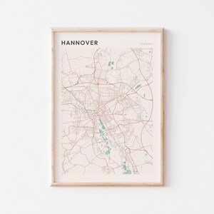 Affiche de carte de Hanovre, impression de Hanovre, affiche de Hanovre, art mural Hanovre, Allemagne, cadeau de voyage, art minimaliste