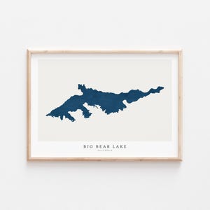 Big Bear Lake, stampa Big Bear Lake, poster Big Bear Lake, arte Big Bear Lake, arte murale del lago, stampa della mappa del lago, regalo per la casa sul lago, California