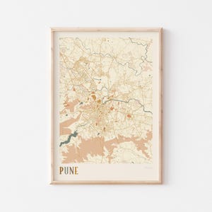 Pune Map Poster, Pune Print, Pune Poster, Pune Wall Art, India, Travel Gift, Boho Wall Art