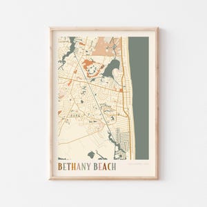 Bethany Beach kaart poster, Bethany Beach print, Bethany Beach poster, Bethany Beach kunst aan de muur, Delaware, reiscadeau, boho print, cadeau aan moeder