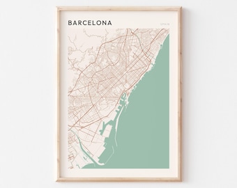 Barcelona Map Poster, Barcelona Wall Art, Barcelona City Map, Barcelona Poster, Barcelona Print, Barcelona Spain, Barcelona Poster