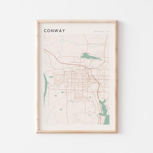 Conway Map Poster, Conway Print, Conway Poster, Conway Wall Art, Arkansas, Travel Gift, Farmhouse Wall Decor, Office Gifts for Men