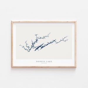 Lago Norris, Stampa del Lago Norris, Poster del Lago Norris, Arte del Lago Norris, Arte murale del Lago, Stampa della mappa del Lago, Casa sul Lago, Stampa artistica del Lago, Tennessee