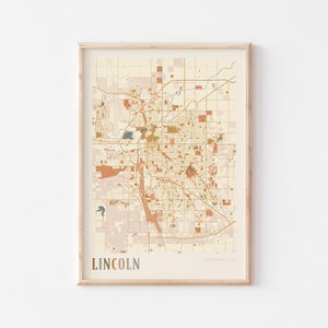 Lincoln Map Poster, Lincoln Print, Lincoln Poster, Lincoln Wall Art, Nebraska, Travel Gift, Boho Decor