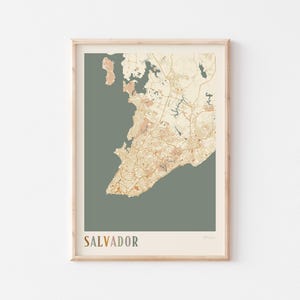 Salvador Karte Poster, Salvador Druck, Salvador Poster, Salvador Wandkunst, Brasilien, Reisegeschenk, Boho Dekor
