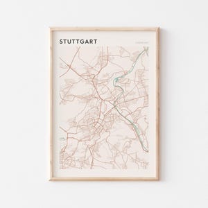 Affiche de carte de Stuttgart, impression de Stuttgart, affiche de Stuttgart, art mural de Stuttgart, Allemagne, cadeau de voyage, art minimaliste