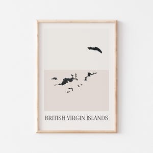 Cartaz do mapa das Ilhas Virgens Britânicas, impressão das Ilhas Virgens Britânicas, impressão do mapa das Ilhas Virgens Britânicas, arte de parede minimalista