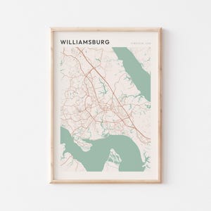Williamsburg Map Poster, Williamsburg Print, Williamsburg Poster, Williamsburg Wall Art, Virginia, Travel Gift, Scandi Wall Art