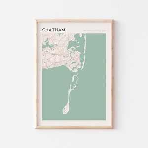 Affiche de carte Chatham, impression Chatham, affiche Chatham, art mural Chatham, Massachusetts, cadeau de voyage, art minimaliste