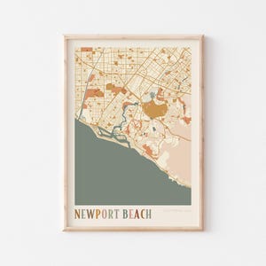 Affiche de carte de Newport Beach, impression de Newport Beach, affiche de Newport Beach, art mural Newport Beach, Californie, cadeau de voyage, art mural bohème