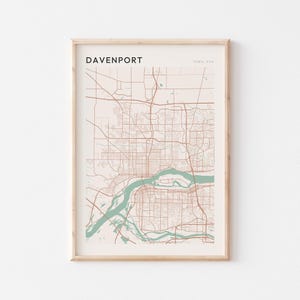 Davenport Map Poster, Davenport Print, Davenport Poster, Davenport Wall Art, Iowa, Travel Gift, Farmhouse Decor