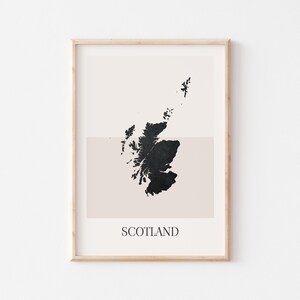 Pôster com mapa da Escócia, impressão da Escócia, arte de parede minimalista estilo Boho com mapa da Escócia, decoração com impressão artística da Escócia para casa ou presente, Reino Unido
