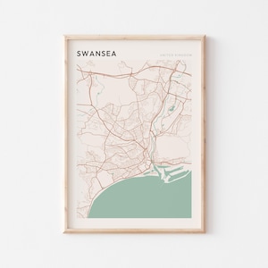 Swansea Map Poster, Swansea Print, Swansea Poster, Swansea Wall Art, United Kingdom, Travel Gift, Farmhouse Wall Decor