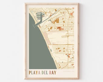 Playa Del Rey Map Poster, Playa Del Rey Print, Playa Del Rey Poster, Playa Del Rey Wall Art, California, Travel Gift, Boho Poster